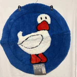 NWT-Vintage-Blue Bath Rug by Steven’s with Duck Motif. Original Mervyn price tag